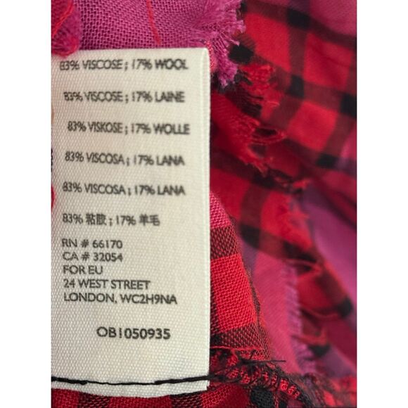 Free People We The Free Pacific Dawn Drawstring Plaid Shirt Red Women's Medium - Picture 8 of 9